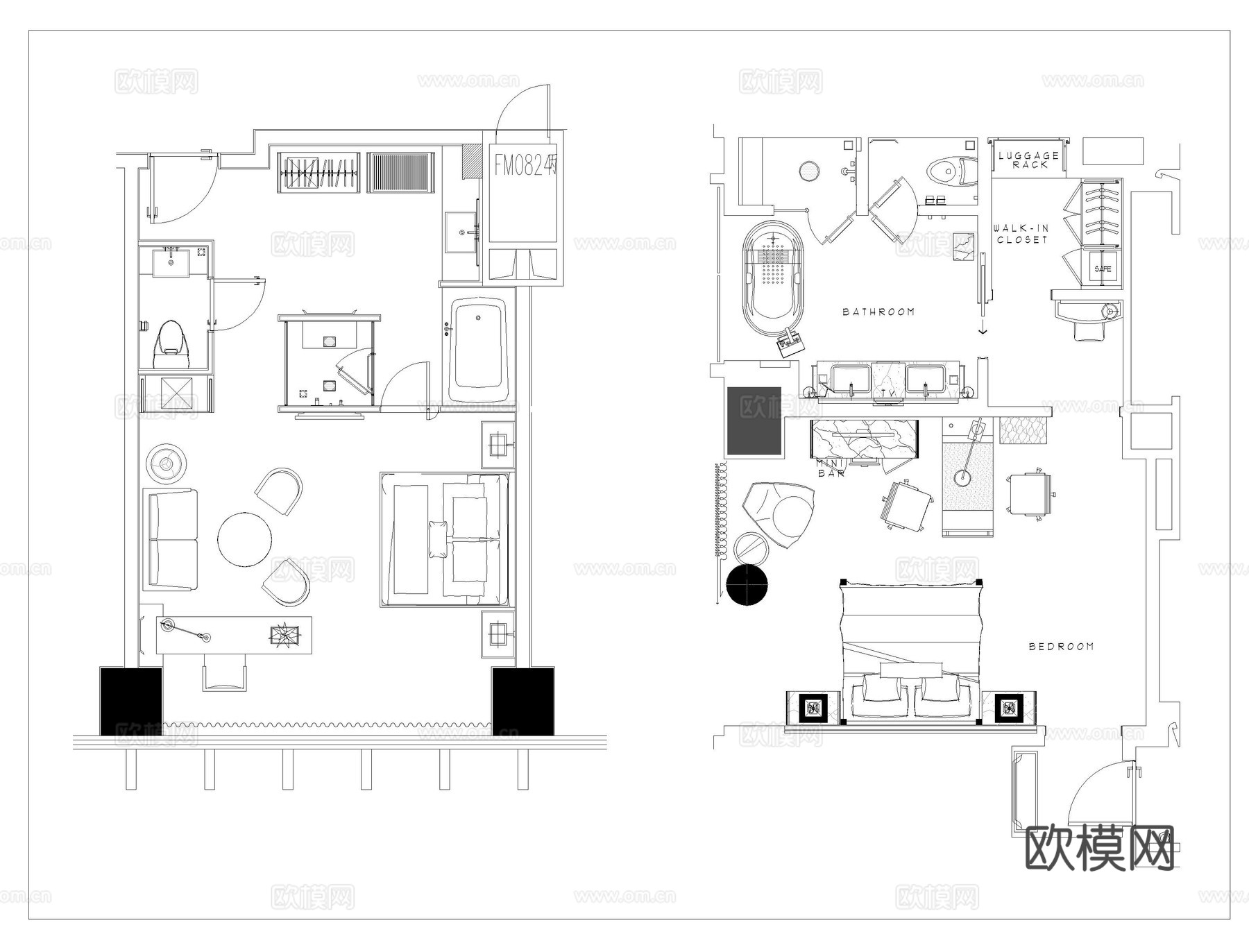 标准客房方案CAD合集cad施工图