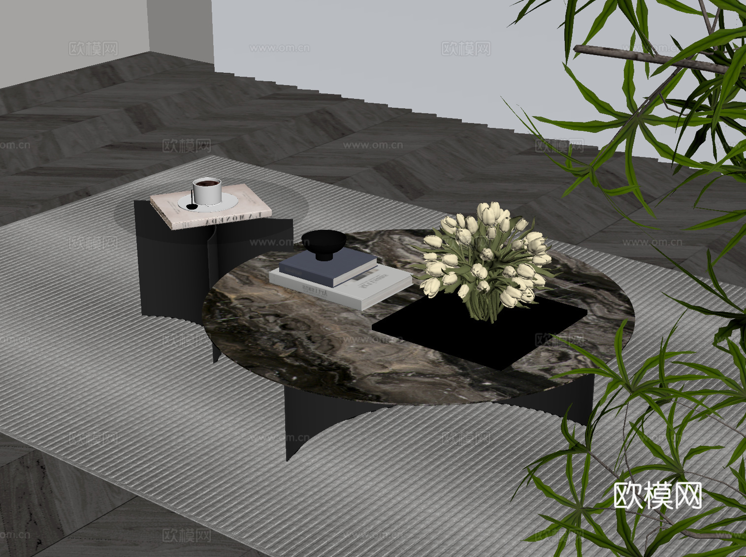 现代意式茶几 极简茶几su模型