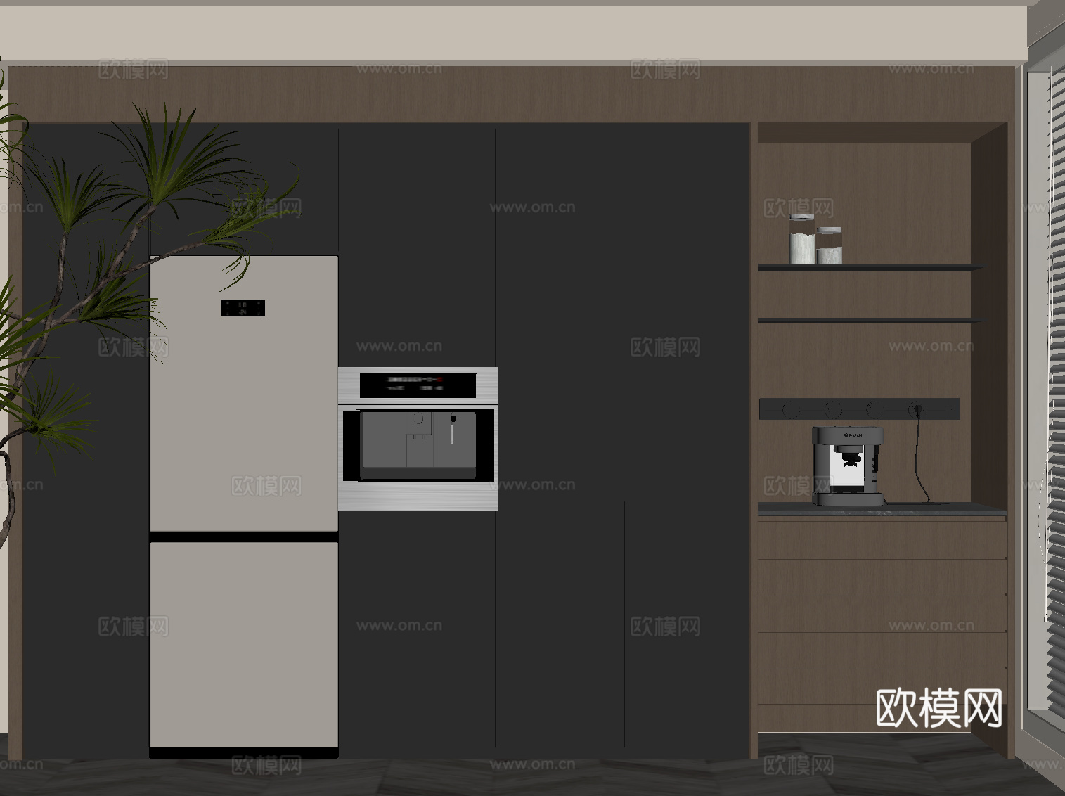 现代意式餐边柜 橱柜su模型