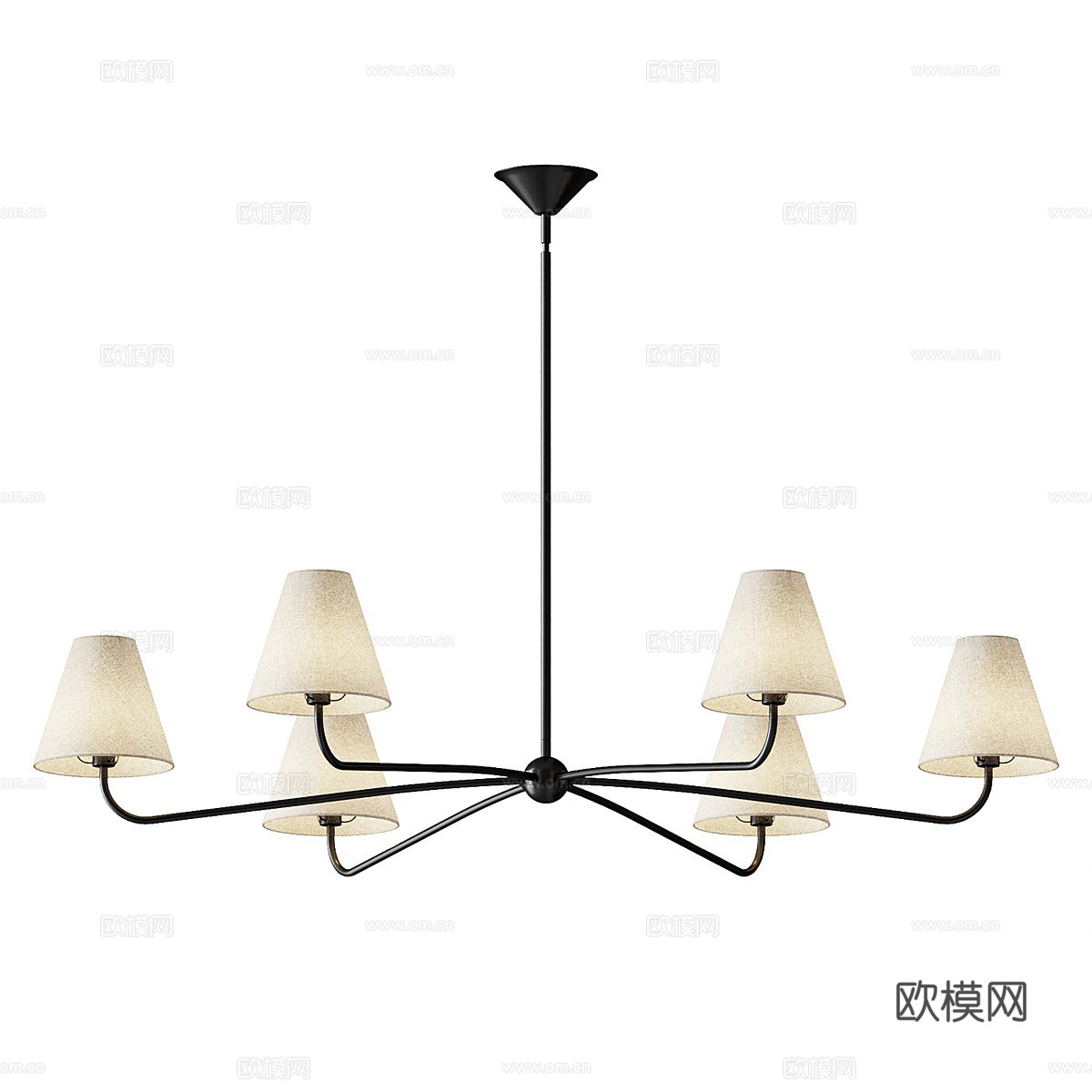 新中式轻奢多头装饰吊灯3d模型