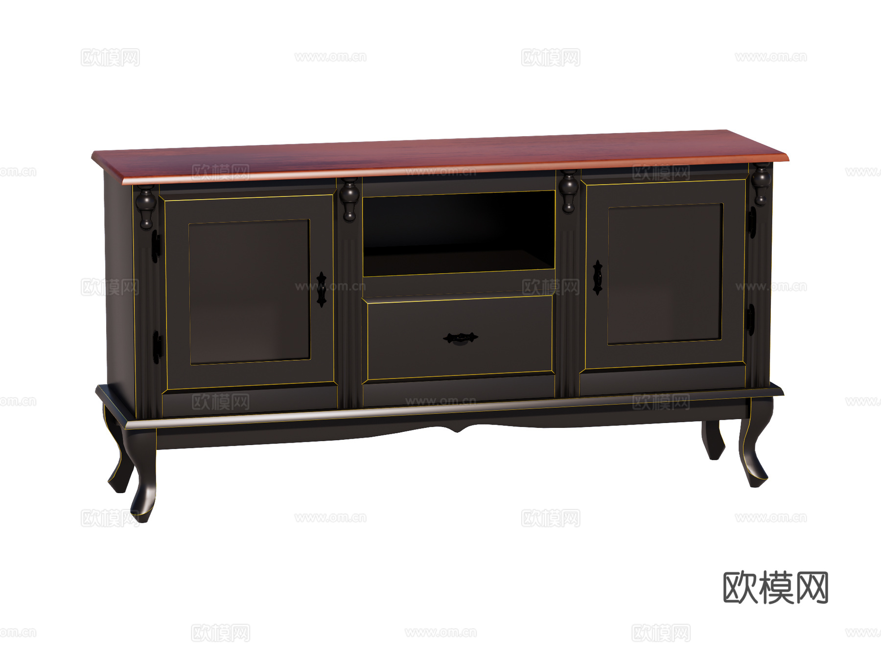 欧式电视柜装饰柜su模型