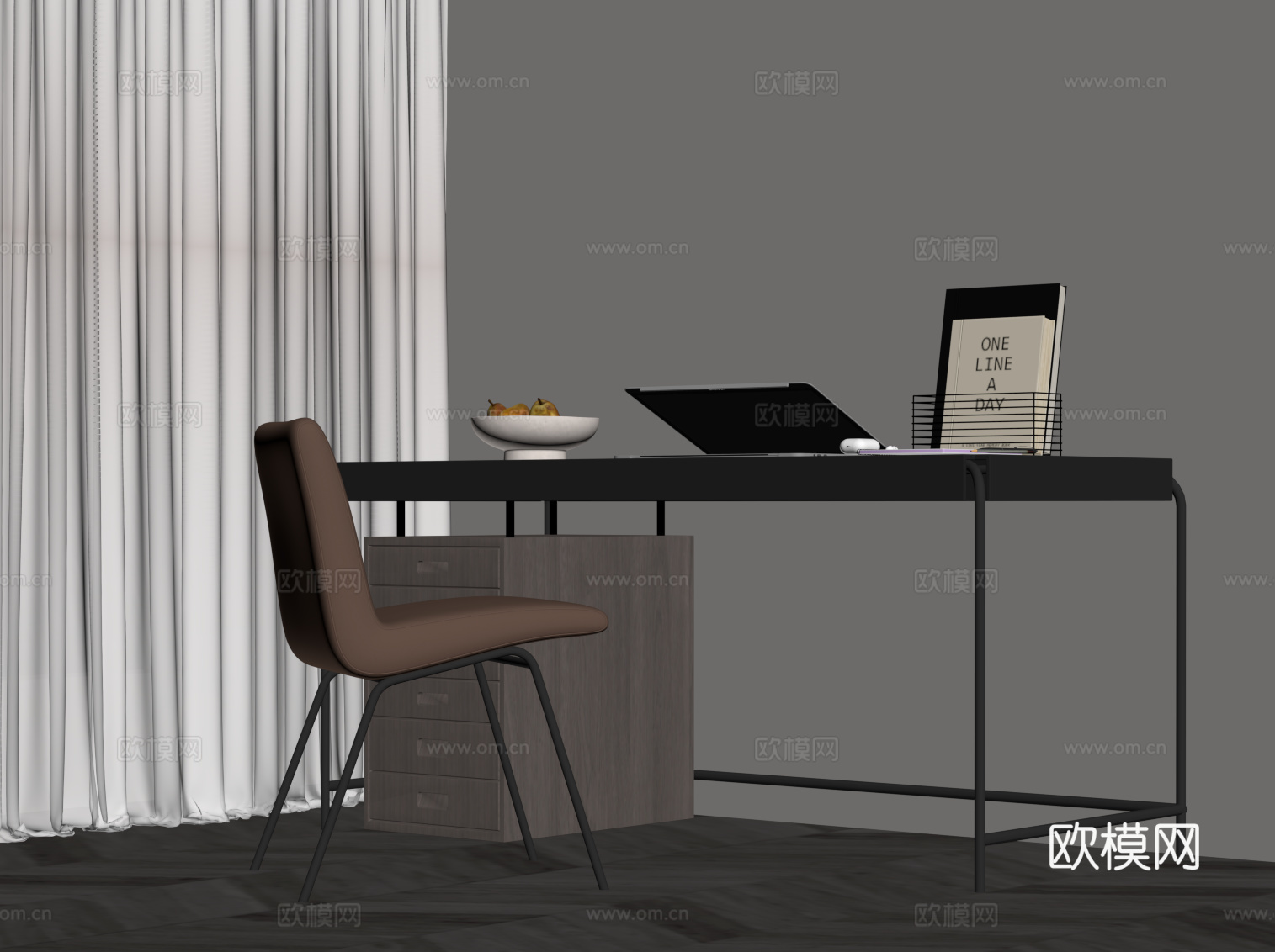 现代意式书桌椅su模型