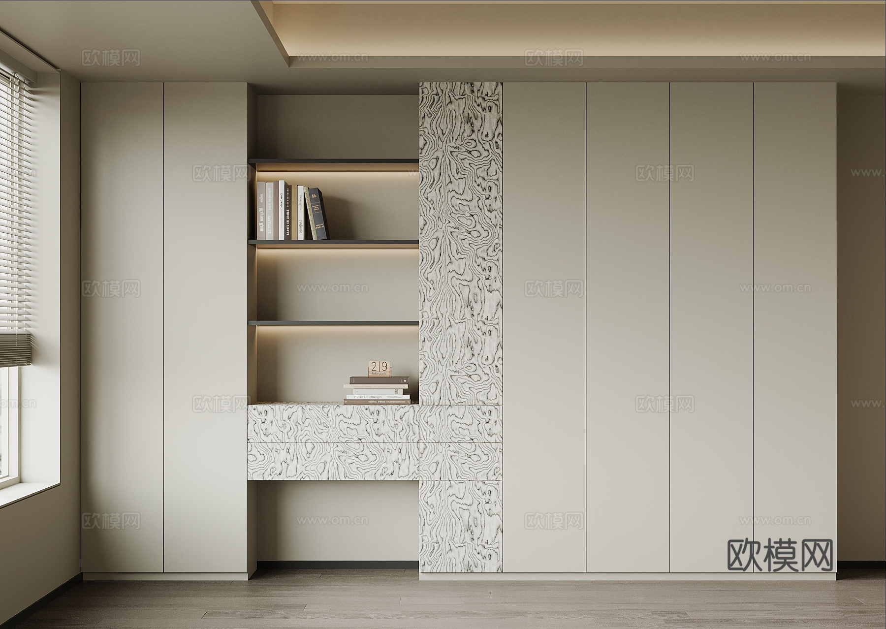 现代极简书柜 置物柜su模型