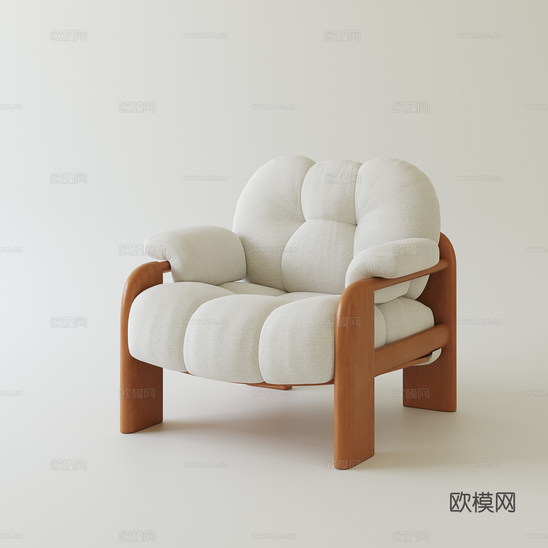 中古奶油休闲椅su模型