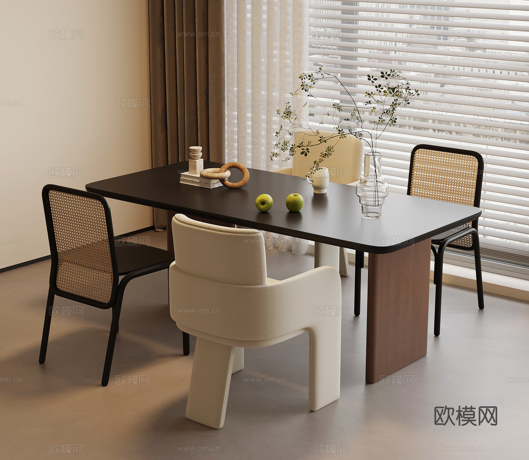 法式复古餐桌椅su模型