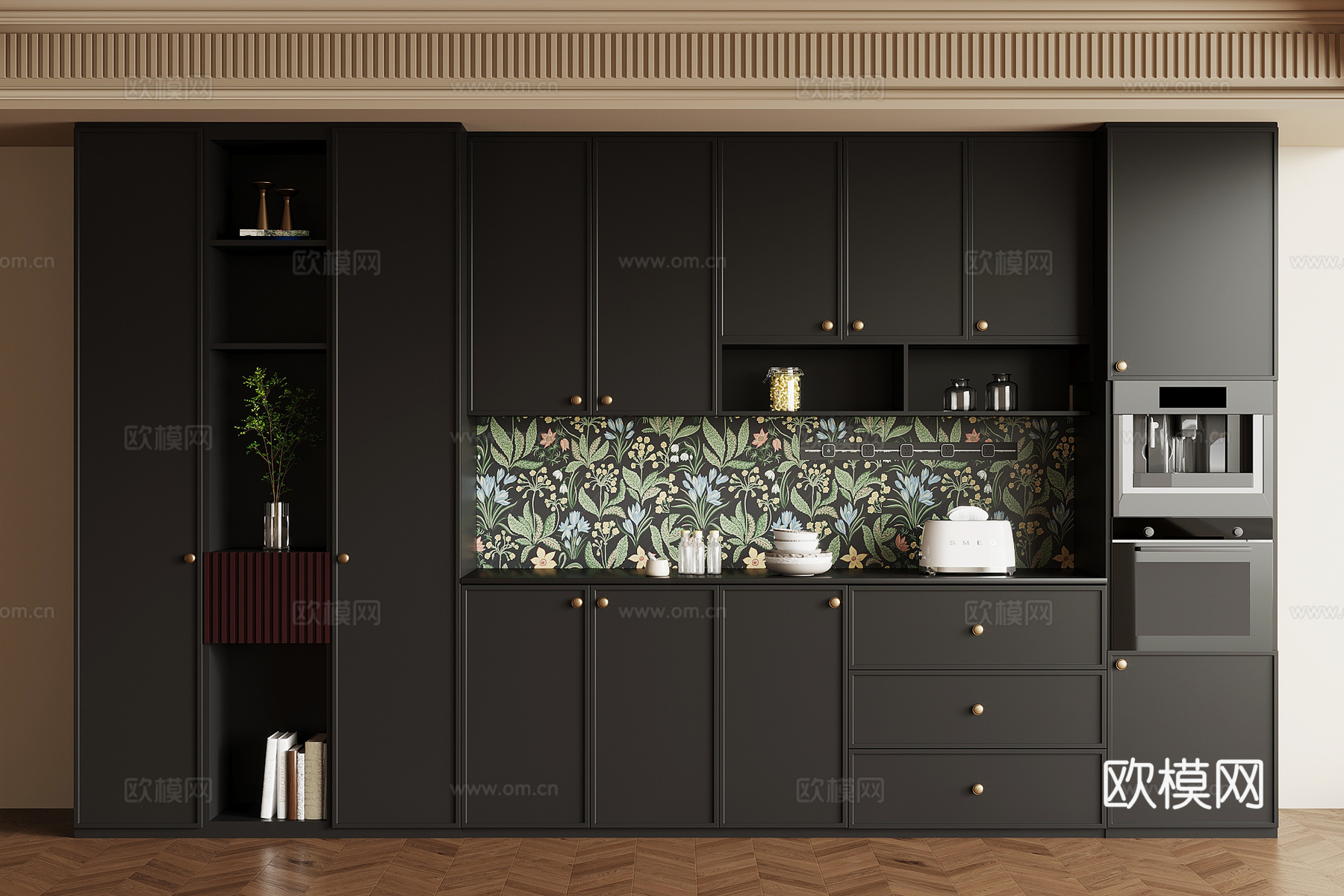 法式复古酒柜 餐边柜su模型