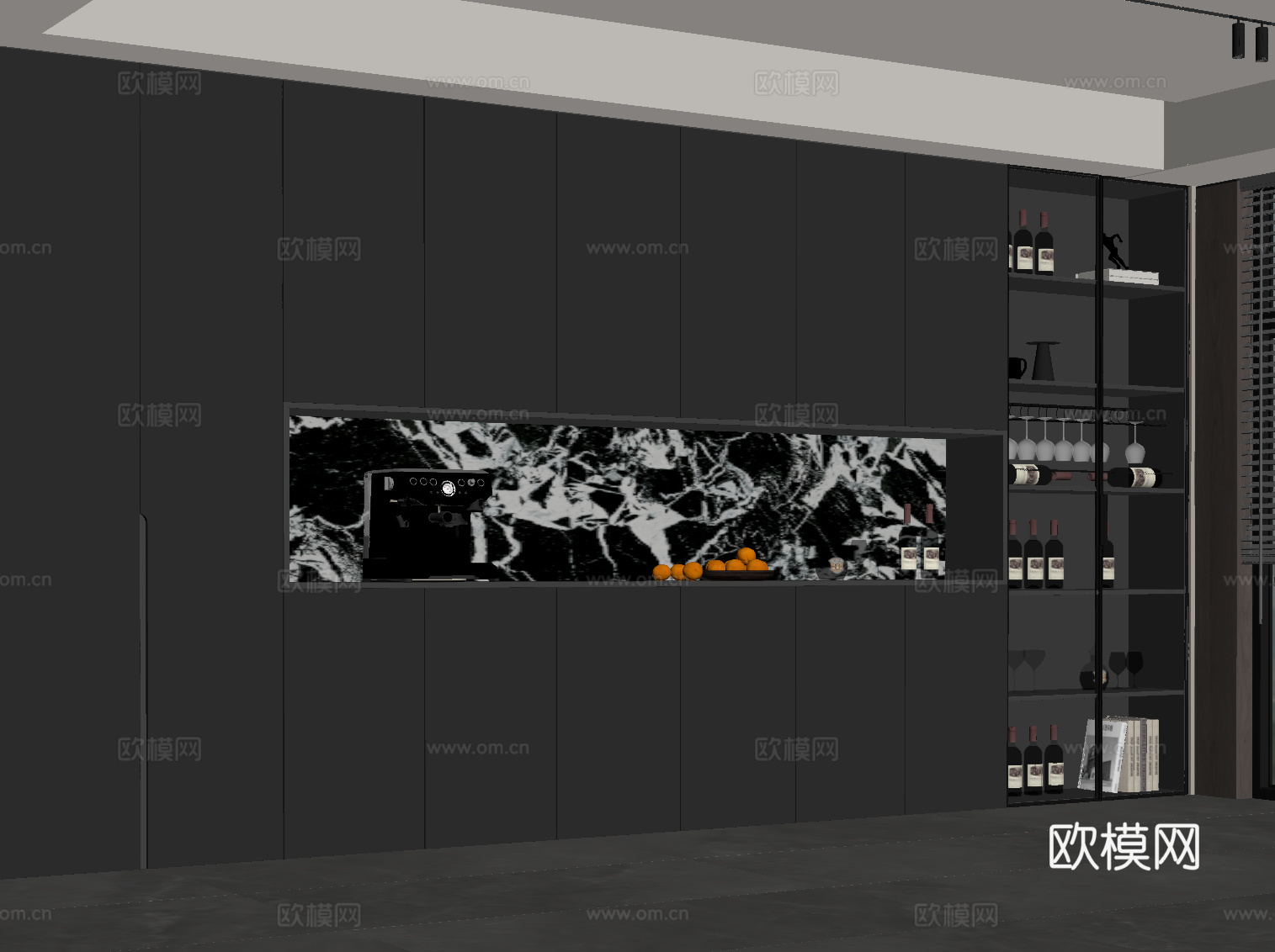 现代意式酒柜 餐边柜 橱柜su模型