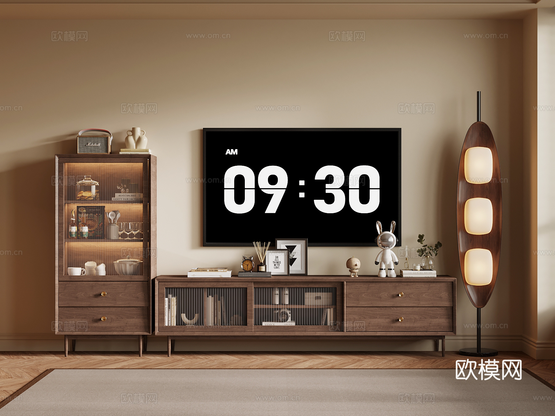 中古风电视柜su模型