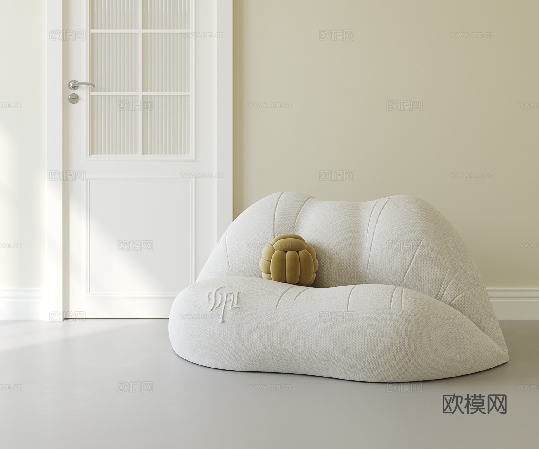 现代奶油懒人沙发su模型