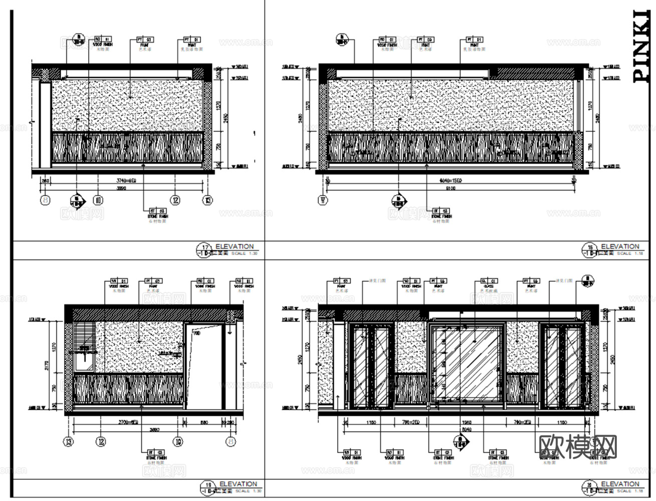 10套美式古典风格住宅样板间平层别墅CAD施工图附效果图cad施工图