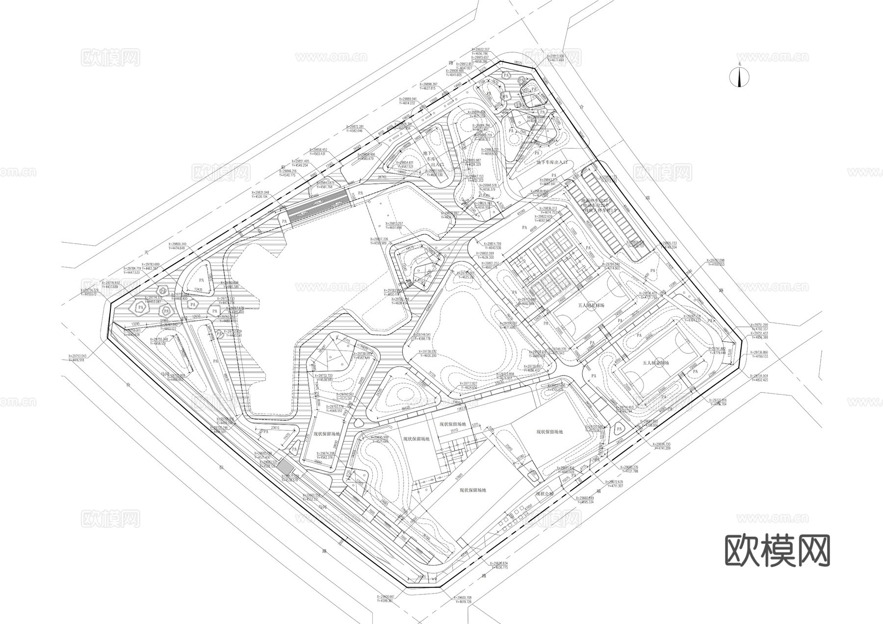 现代运动公园全套施工图cad施工图cad施工图