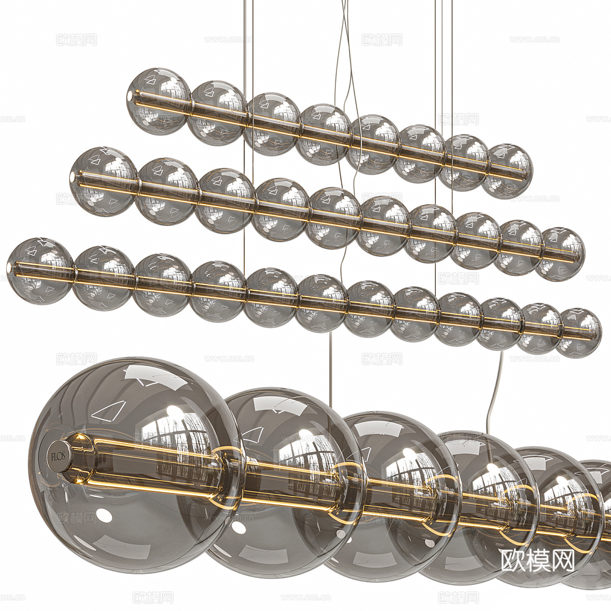 现代意式极简玻璃装饰吊灯3d模型