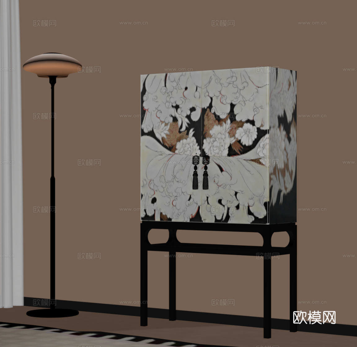 新中式高柜 边柜su模型