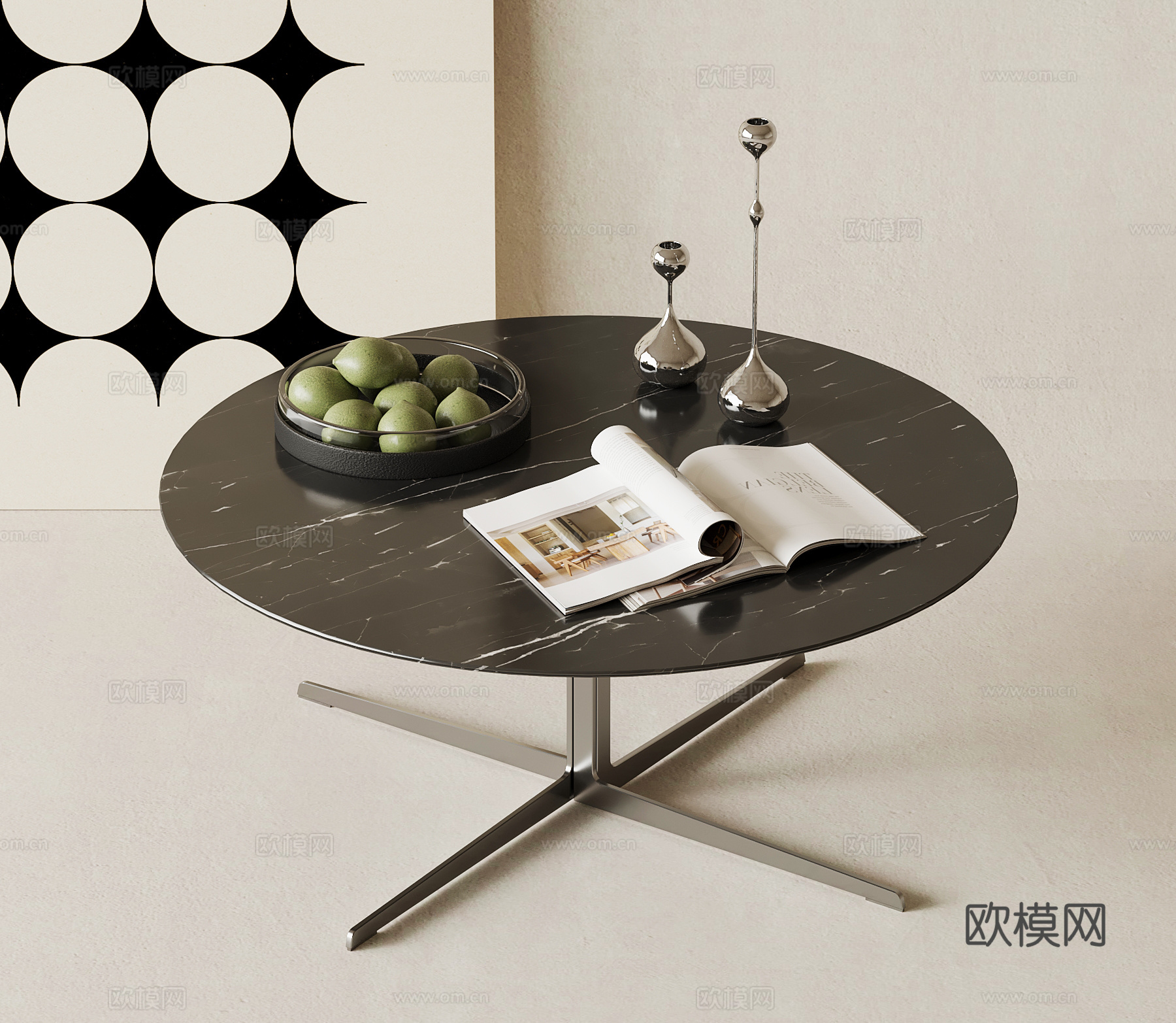 现代意式茶几su模型下载（渲染图1）
