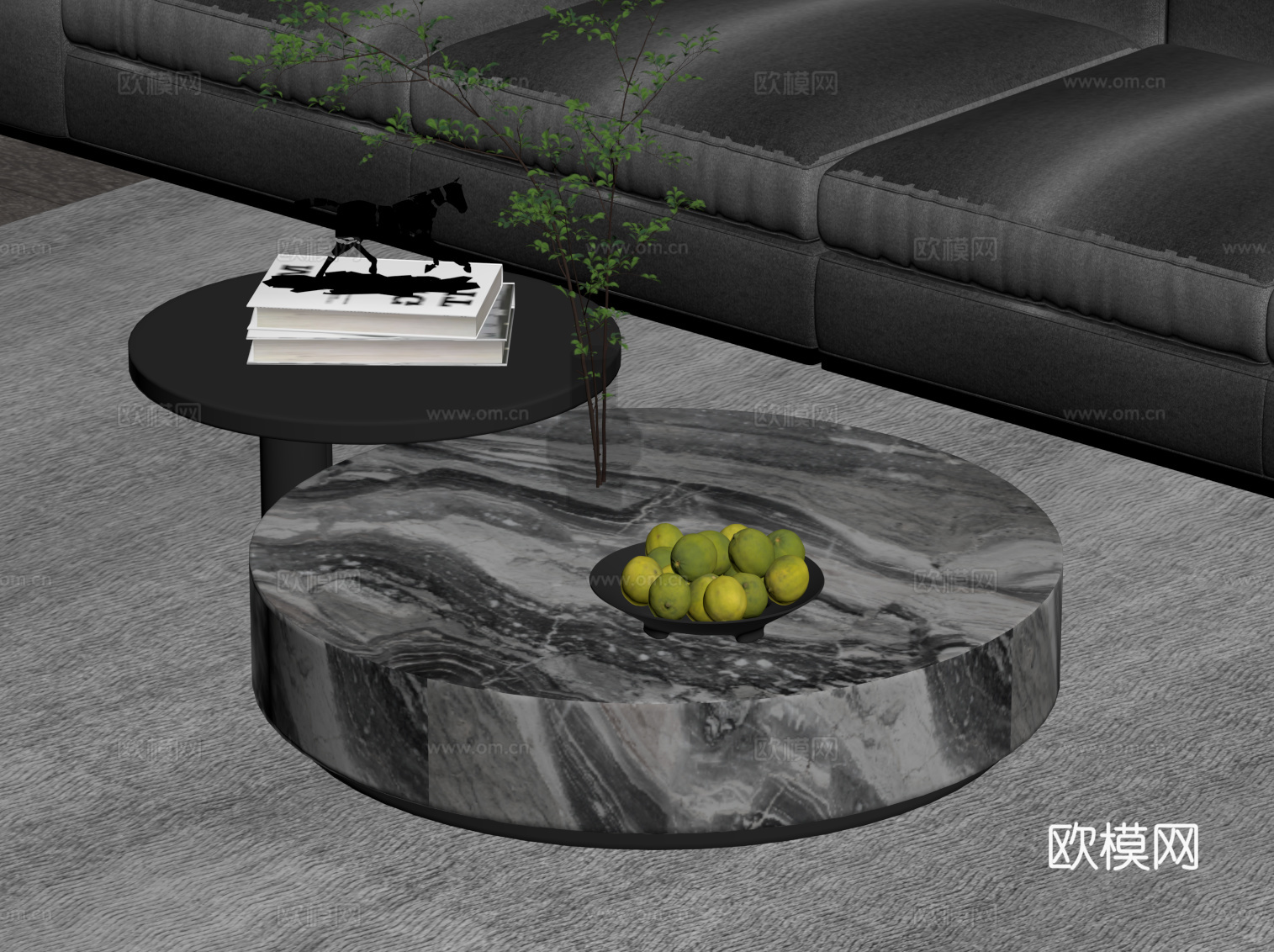 现代意式茶几 大理石茶几su模型