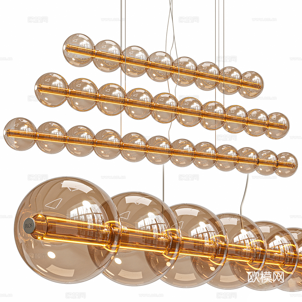 现代意式极简玻璃装饰吊灯3d模型