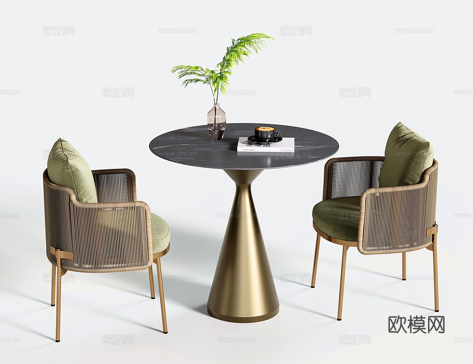 现代意式休闲桌椅 洽谈桌椅 咖啡厅小餐桌su模型