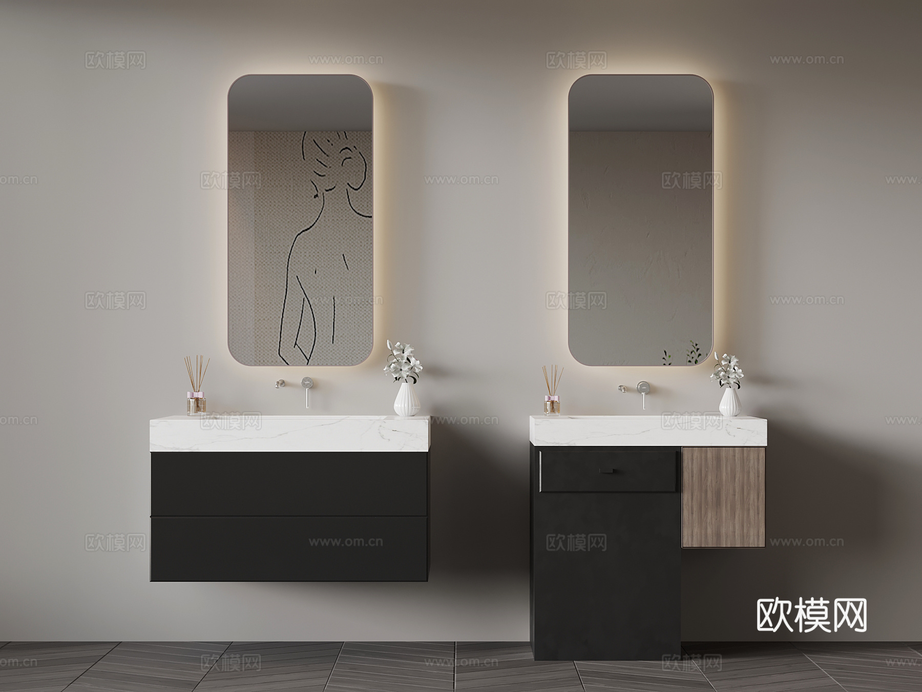 现代浴室柜su模型