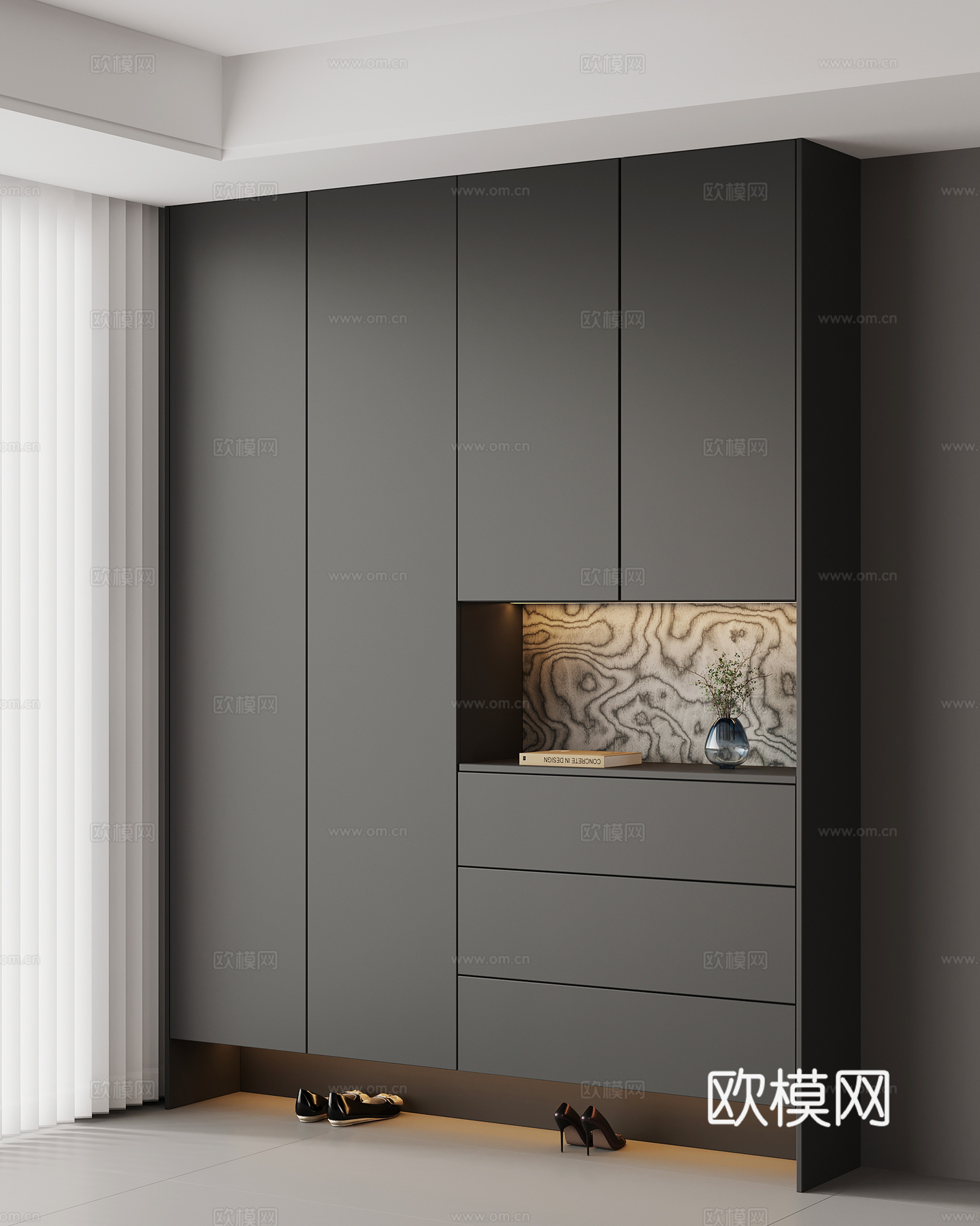 现代意式鞋柜 玄关柜su模型