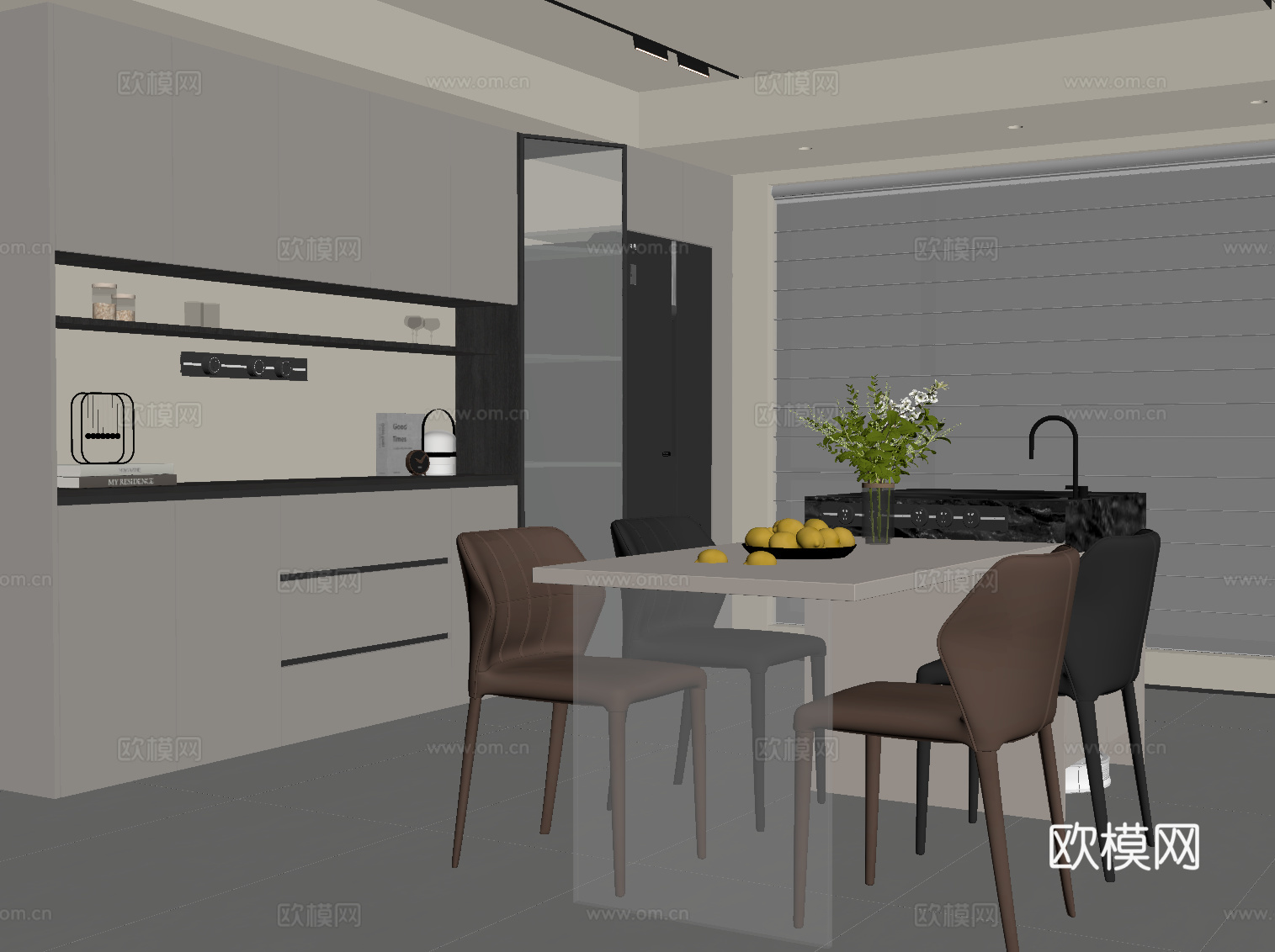 现代餐厅su模型