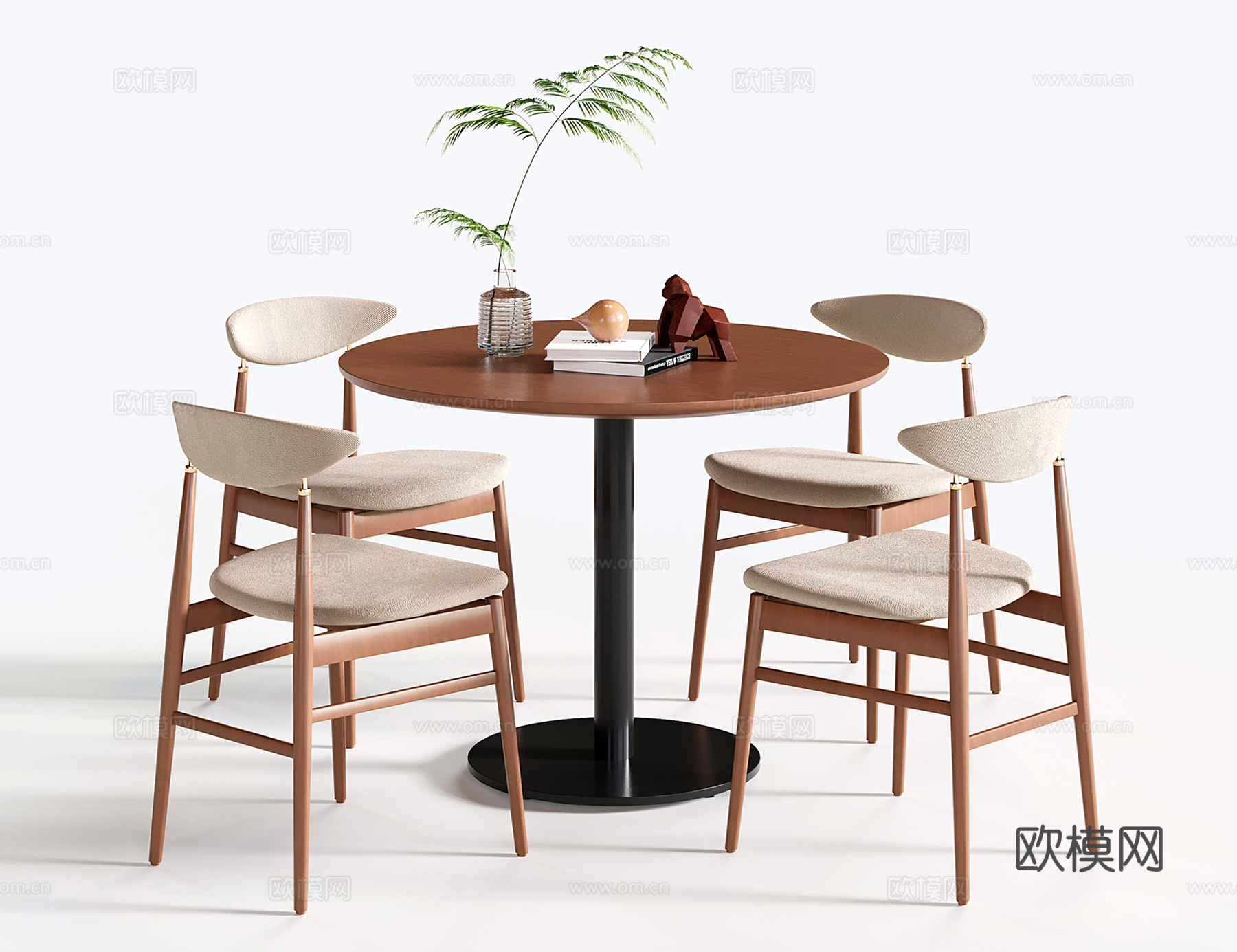 现代洽谈桌椅 休闲桌椅 圆形餐桌椅su模型