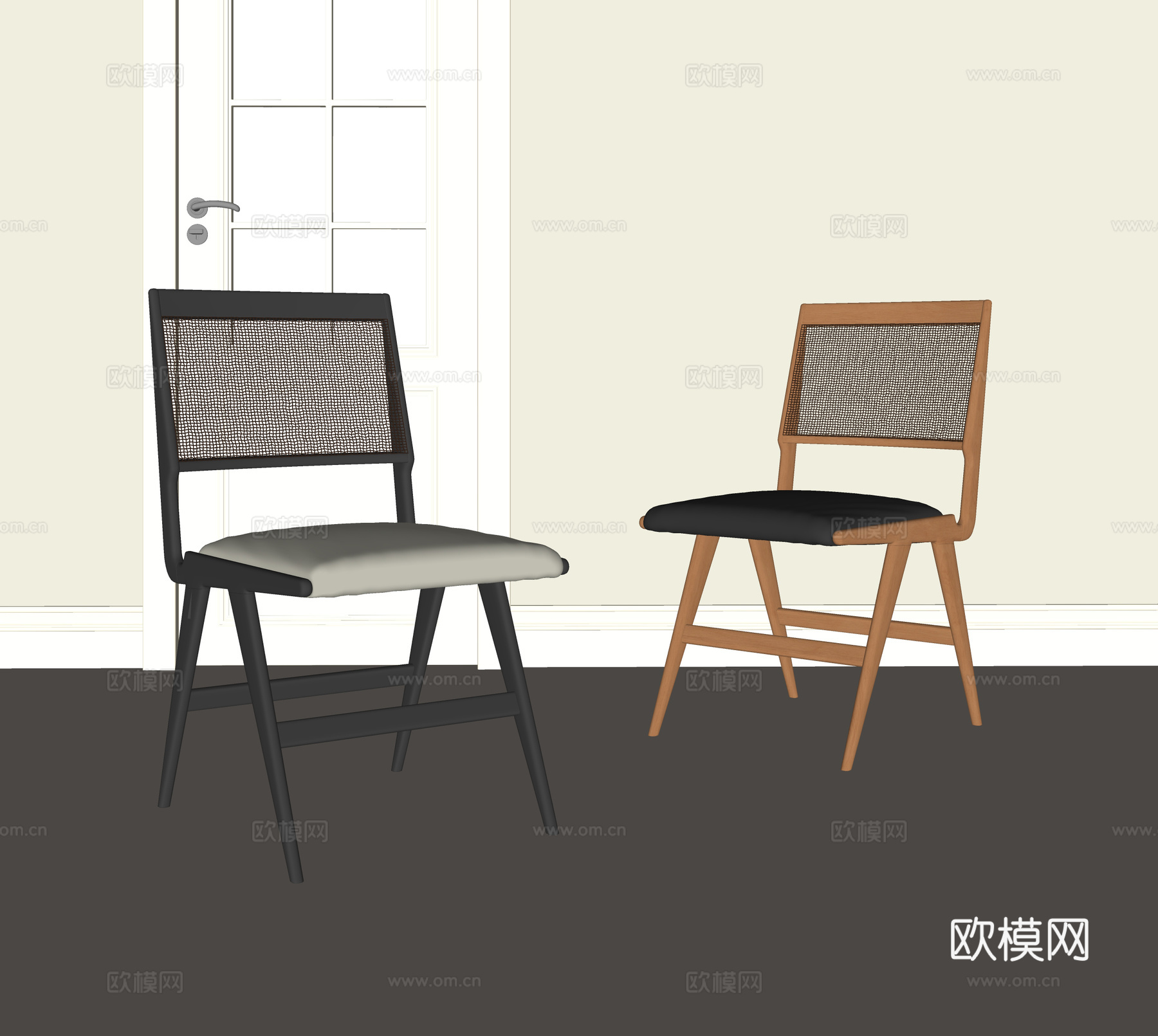 北欧中古餐椅su模型下载（渲染图2）