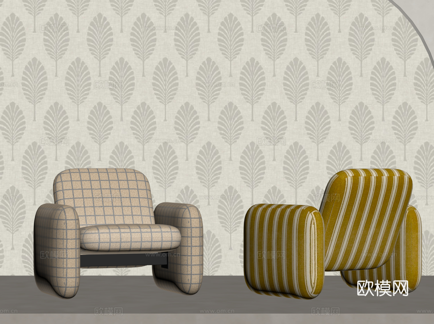 现代单人沙发su模型