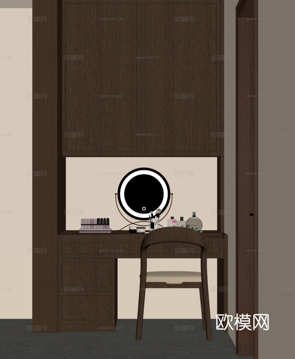 新中式梳妆台su模型