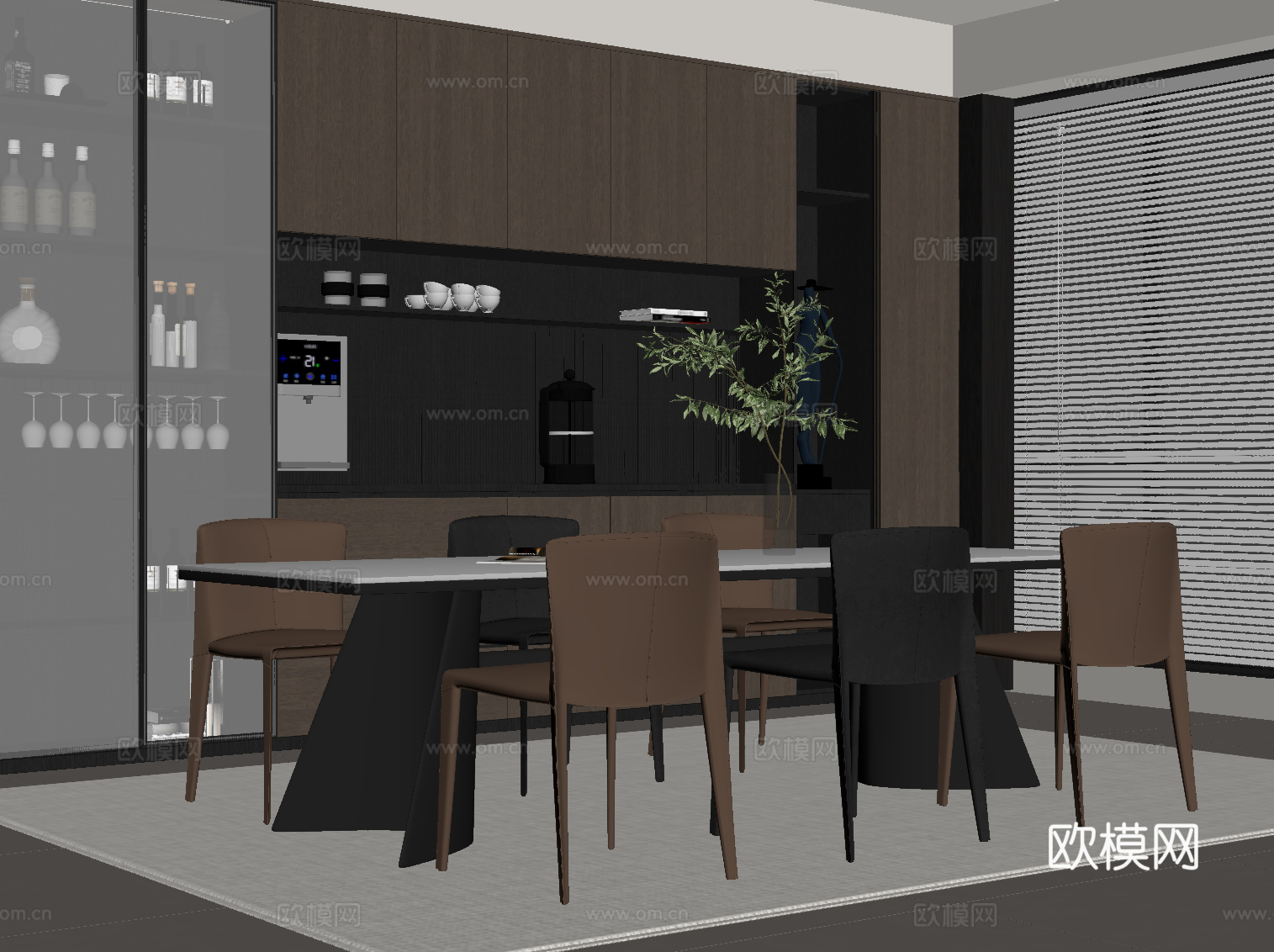 现代意式餐厅su模型