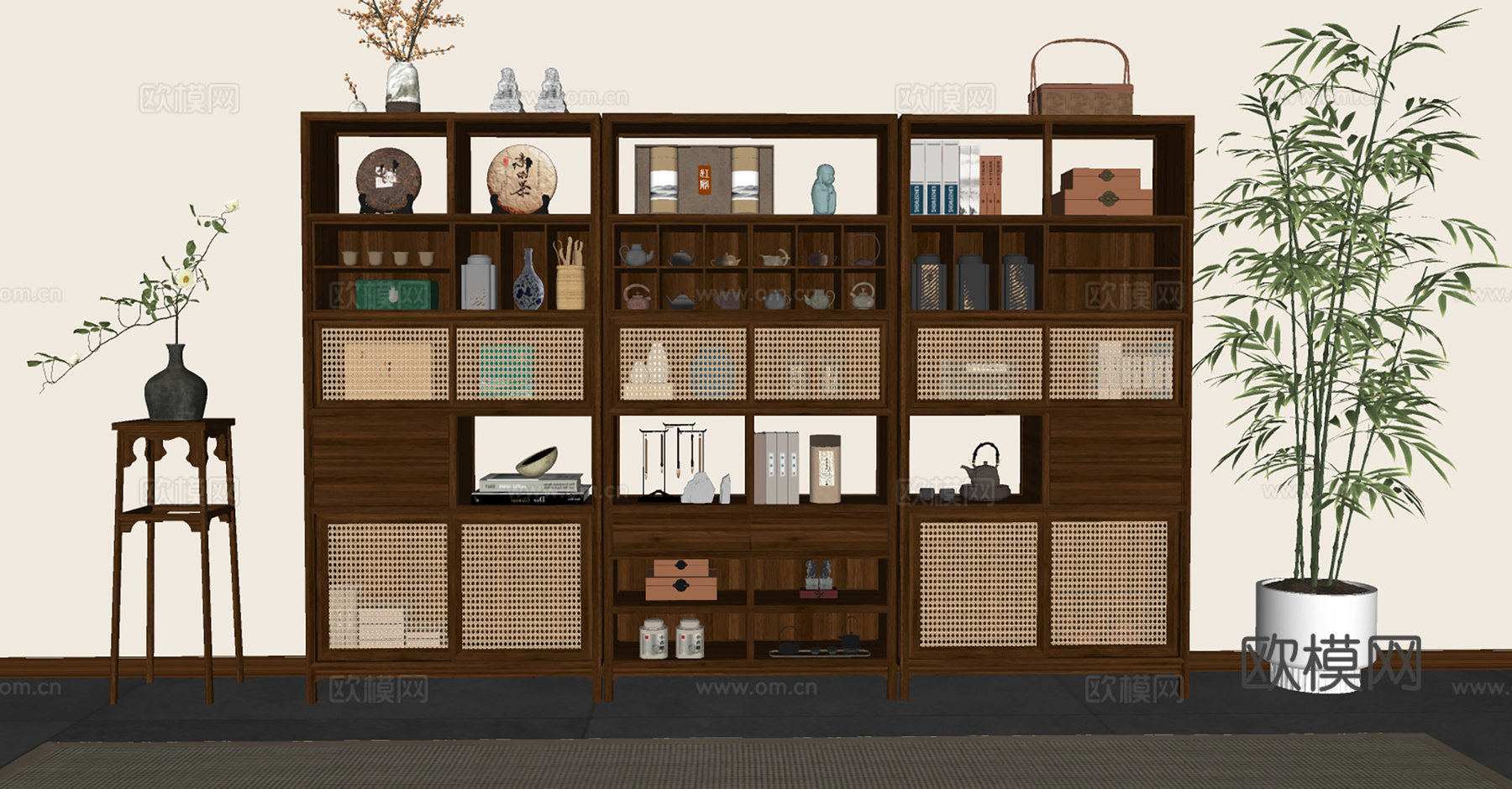 新中式博古架su模型