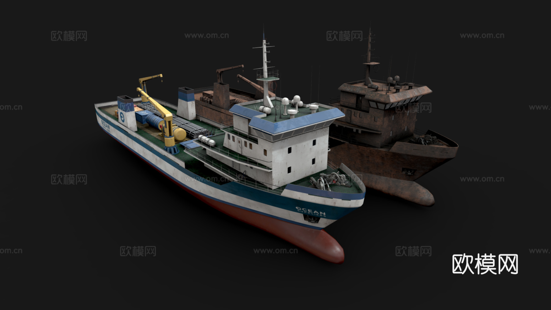 海上运输船 轮船 邮轮 远洋航海船 船舶 海外运输船 船艇3d模型下载（渲染图2）