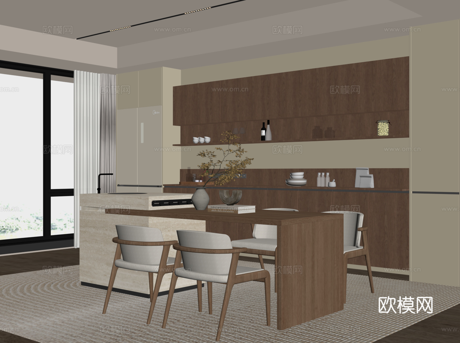 中古风餐厅su模型