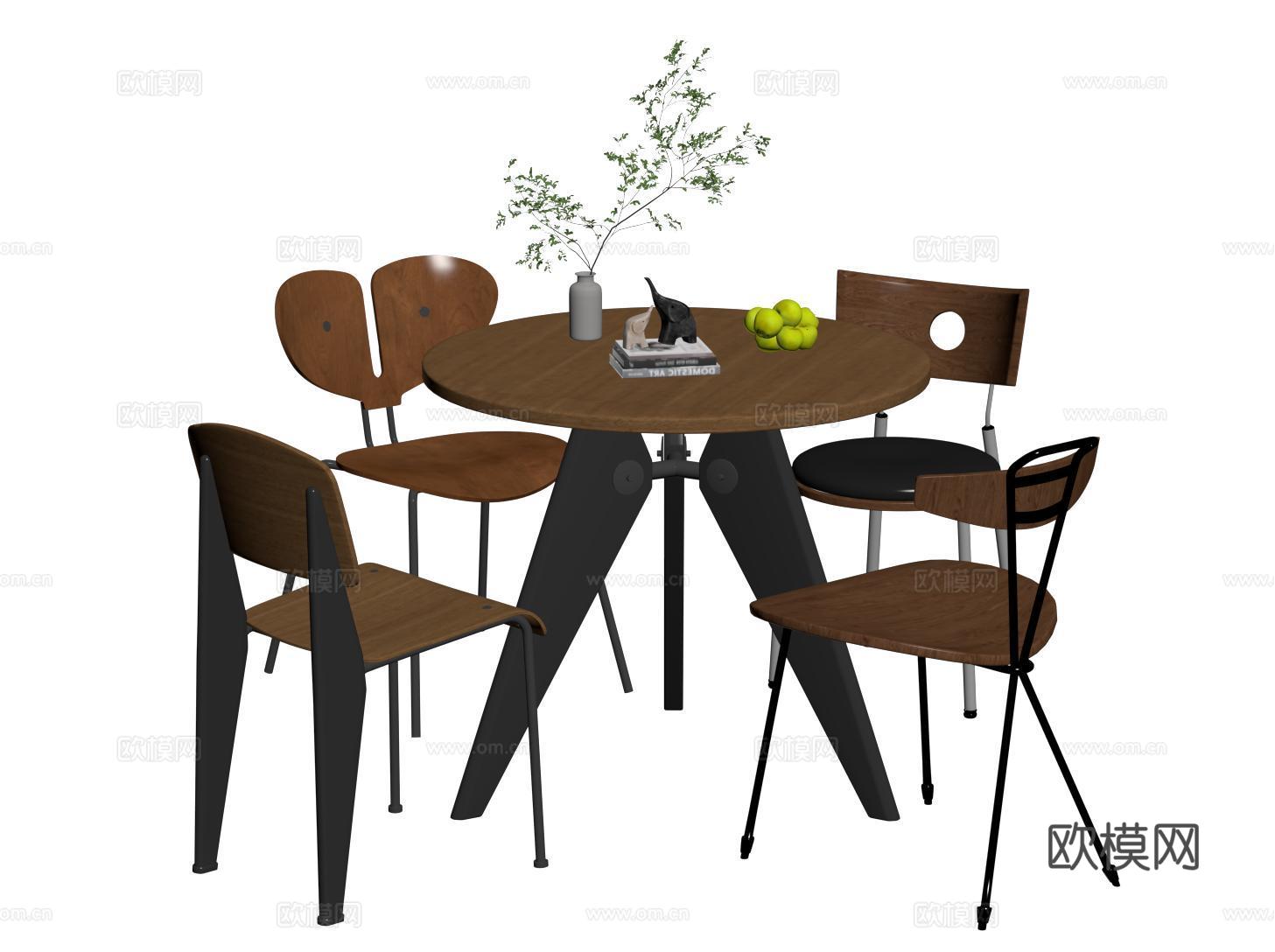 中古休闲桌椅 洽谈桌椅 咖啡厅桌椅 餐桌椅su模型