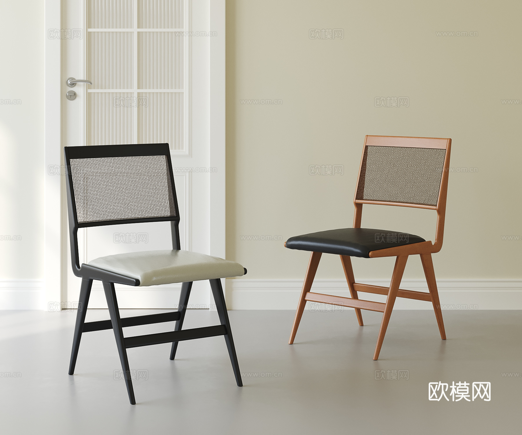 北欧中古餐椅su模型下载（渲染图1）