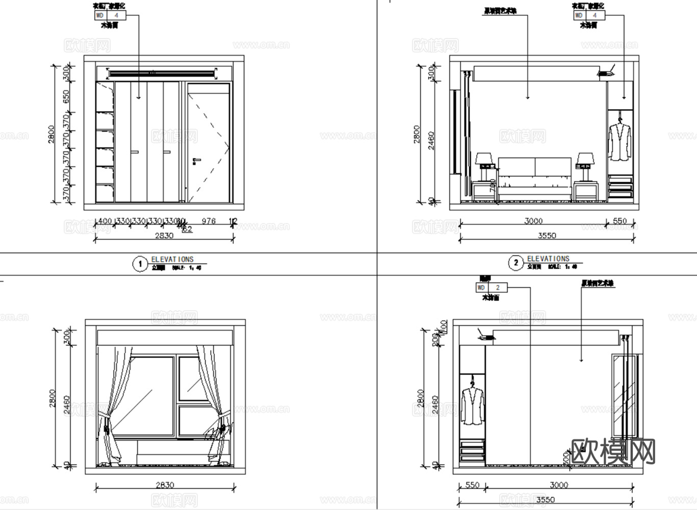 10套现代简约轻奢极简住宅样板间大平层CAD施工图附效果图cad施工图
