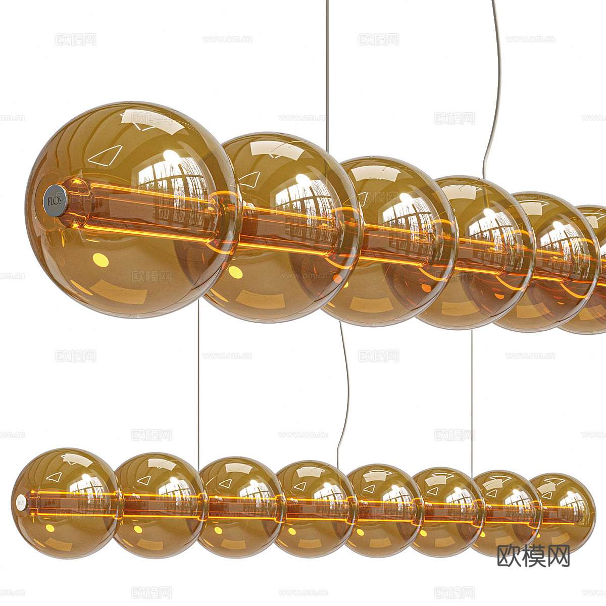现代意式极简玻璃装饰吊灯3d模型