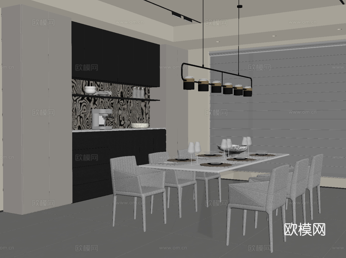 现代餐厅su模型