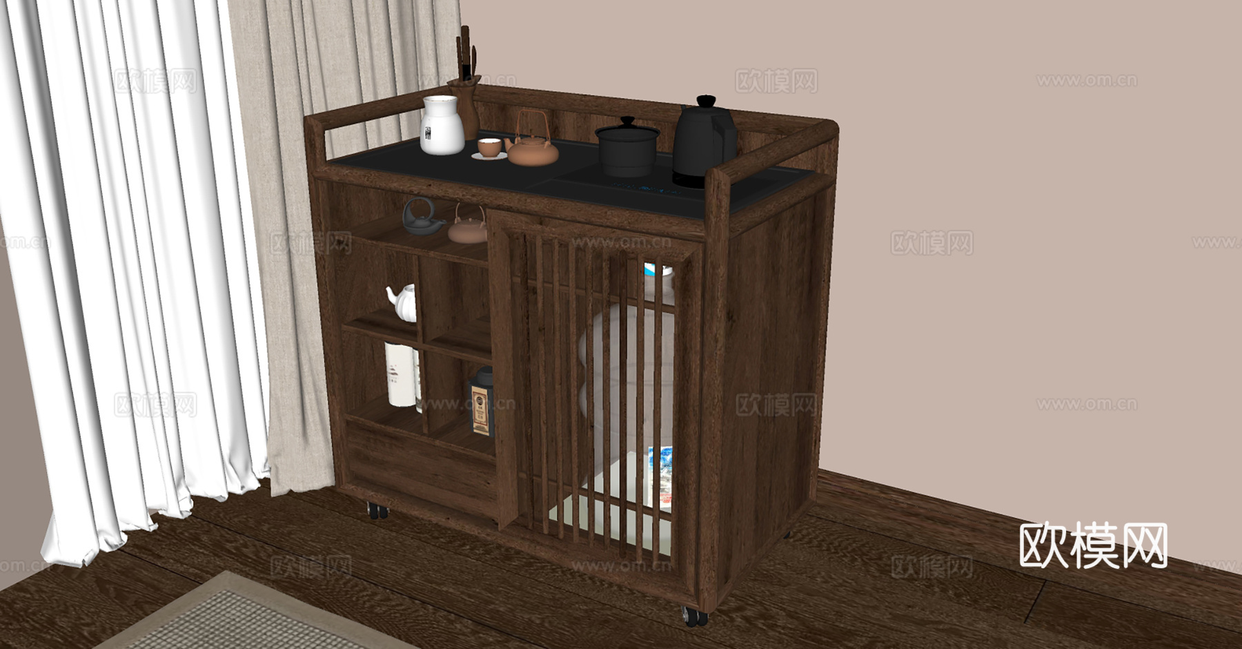 新中式博古架su模型