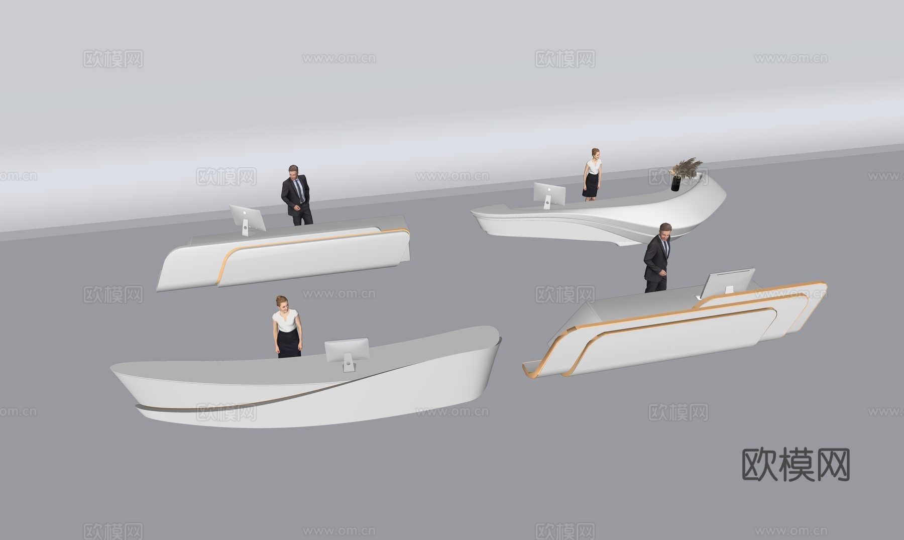 现代前台su模型