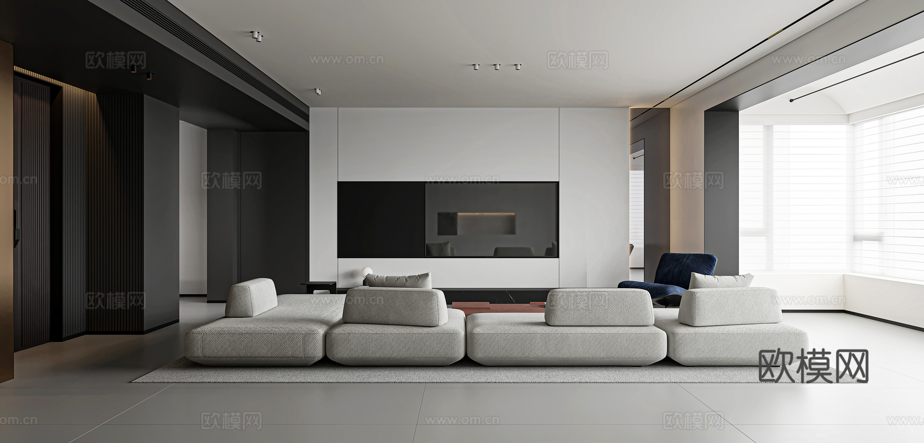 现代客厅3d模型下载（渲染图3）
