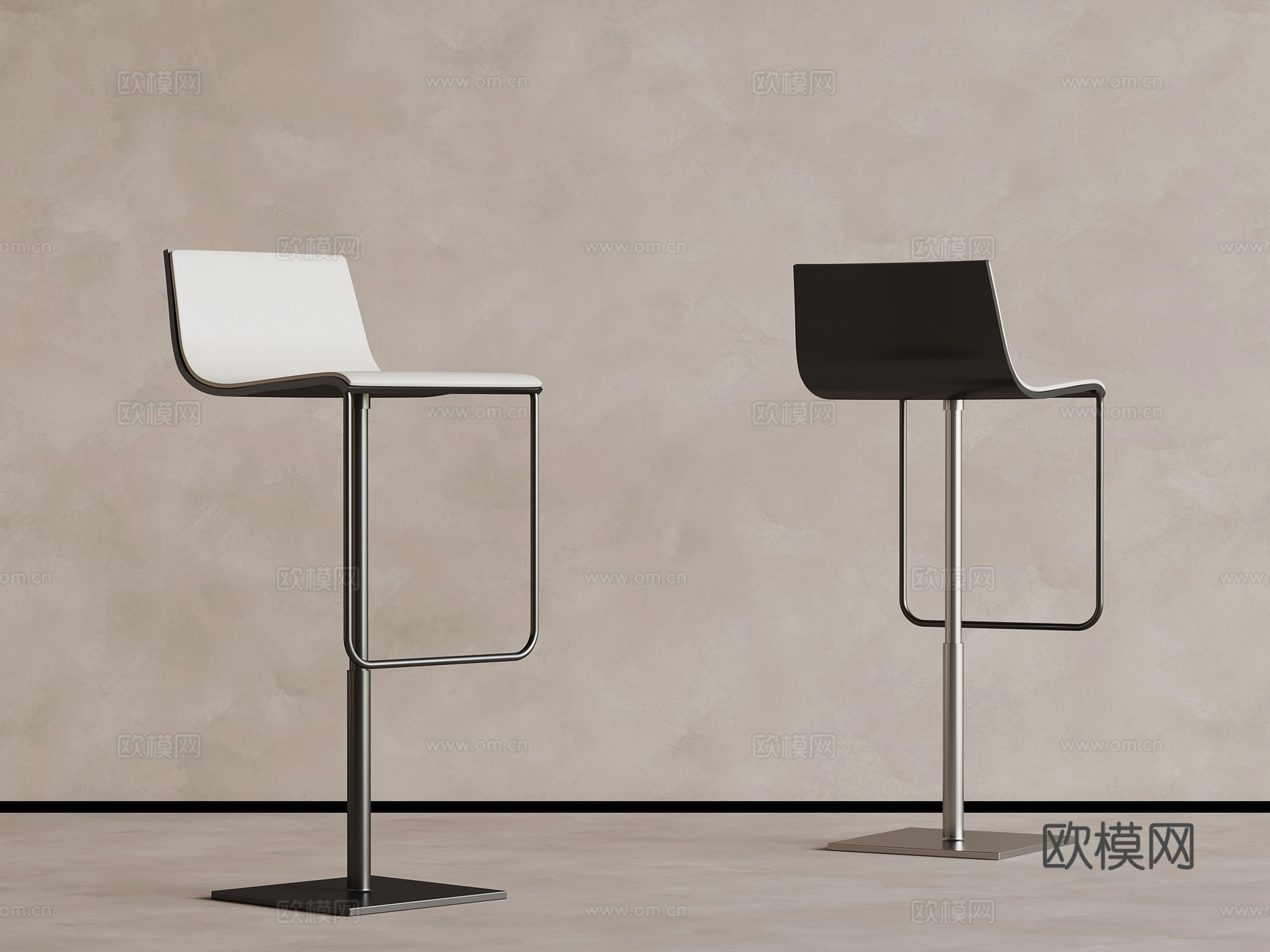 现代意式吧凳su模型