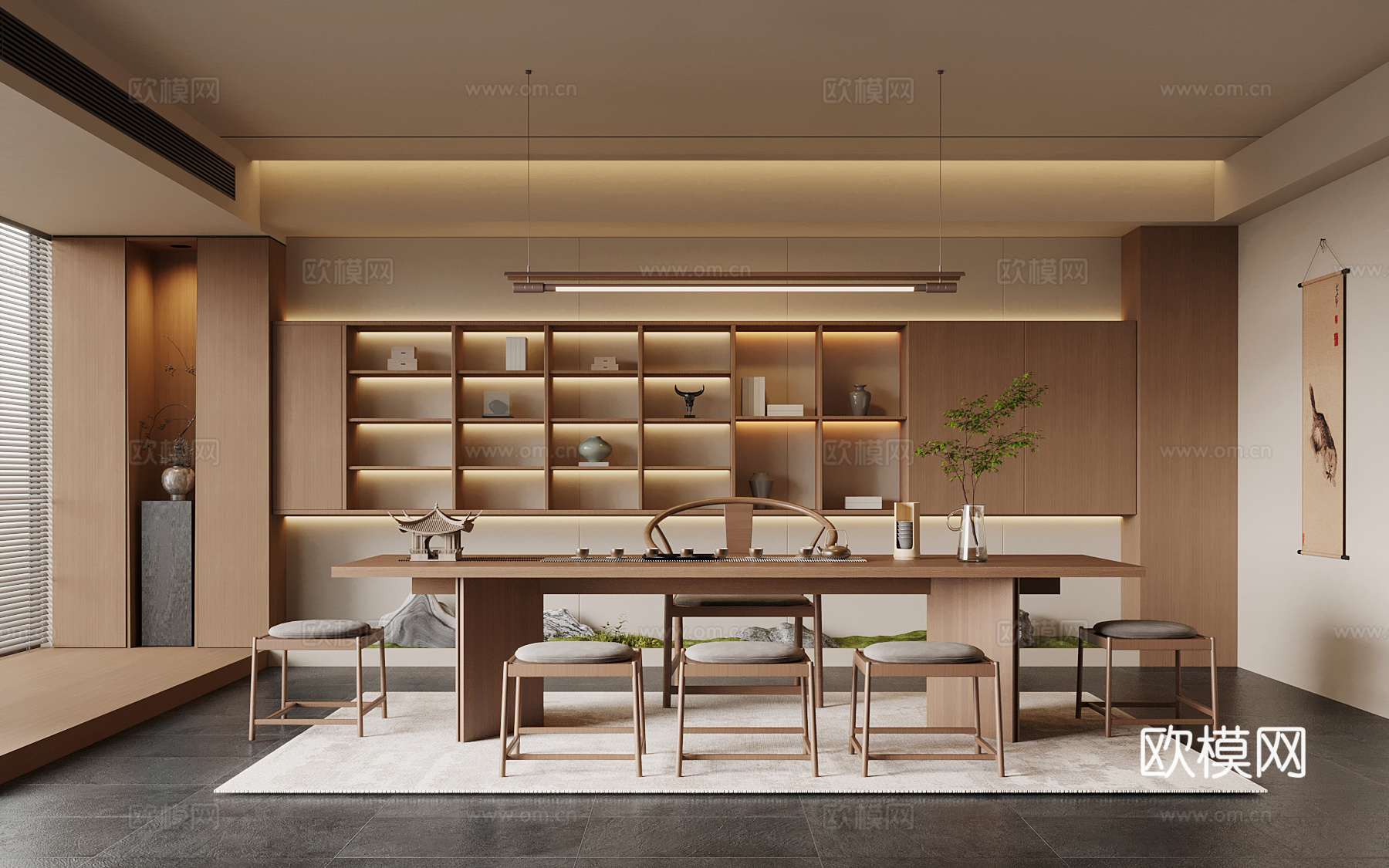 新中式茶室su模型