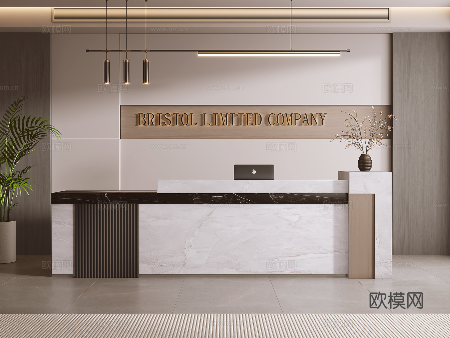 现代前台 接待台 办公前台su模型