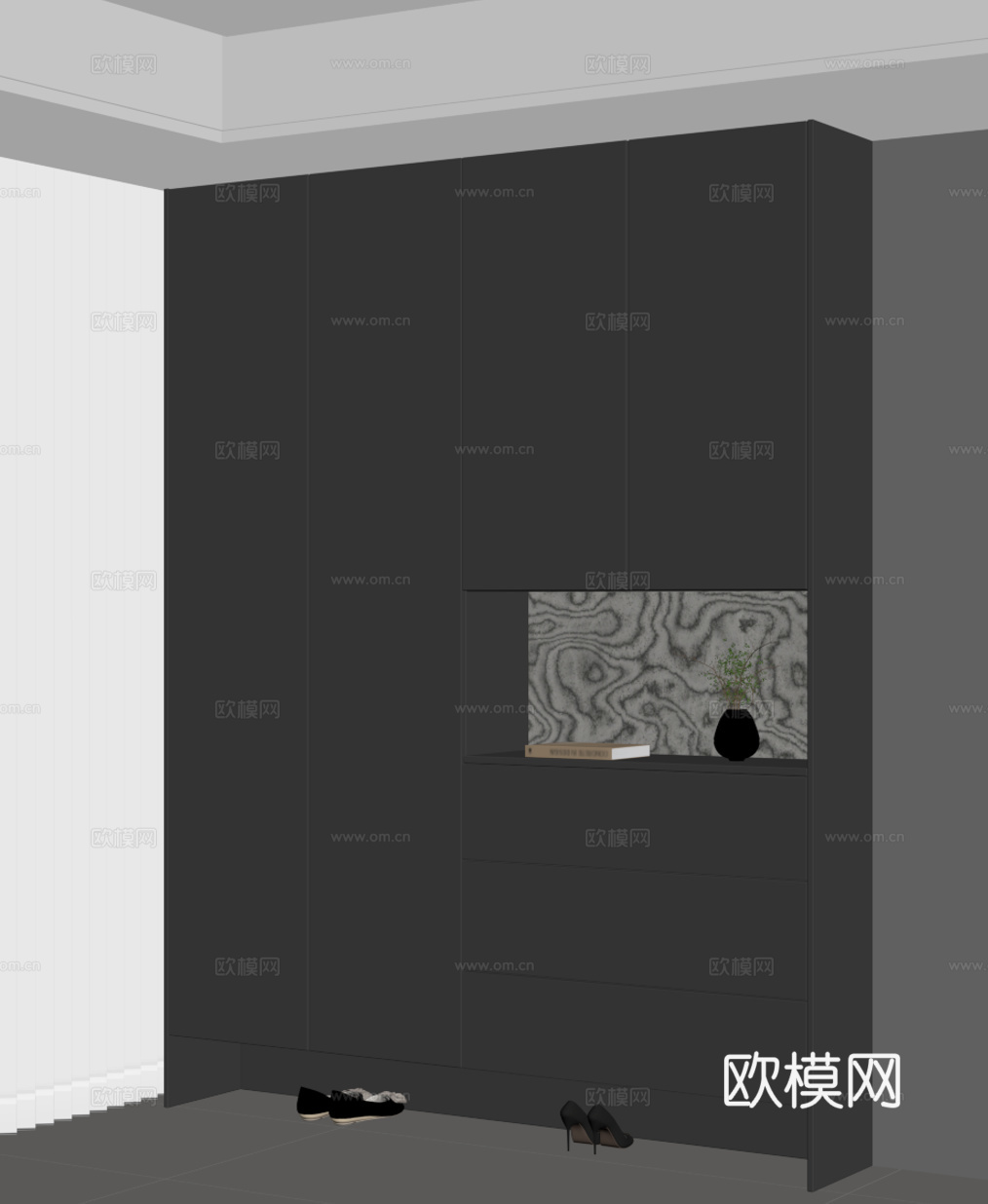 现代意式鞋柜 玄关柜su模型