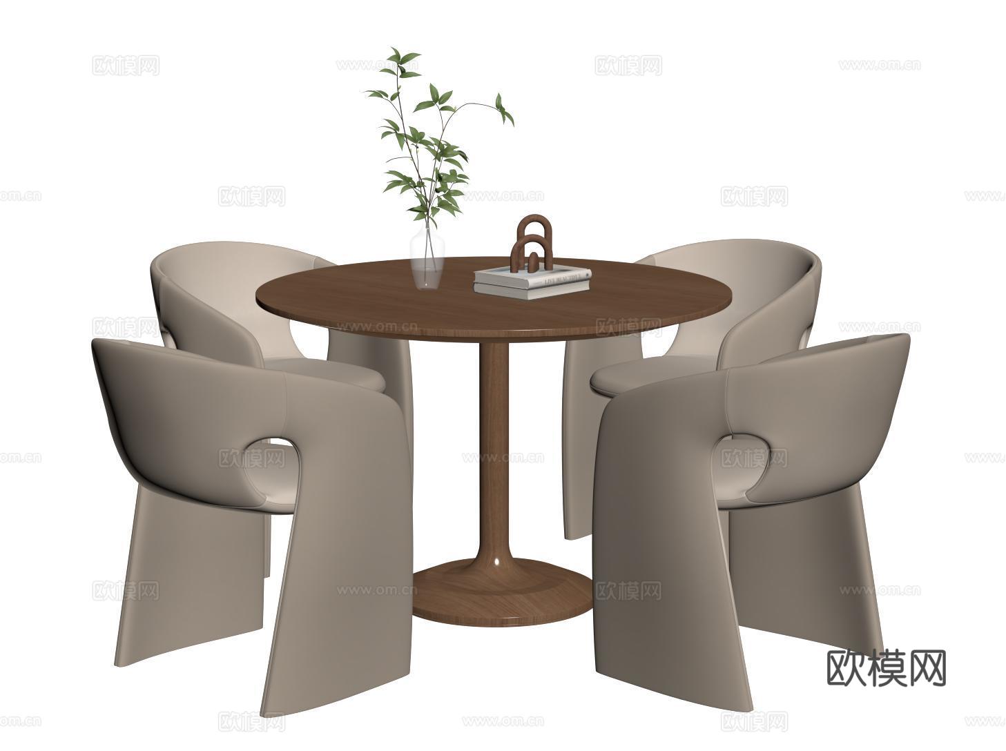 现代洽谈桌椅 休闲桌椅 小圆形餐桌椅su模型
