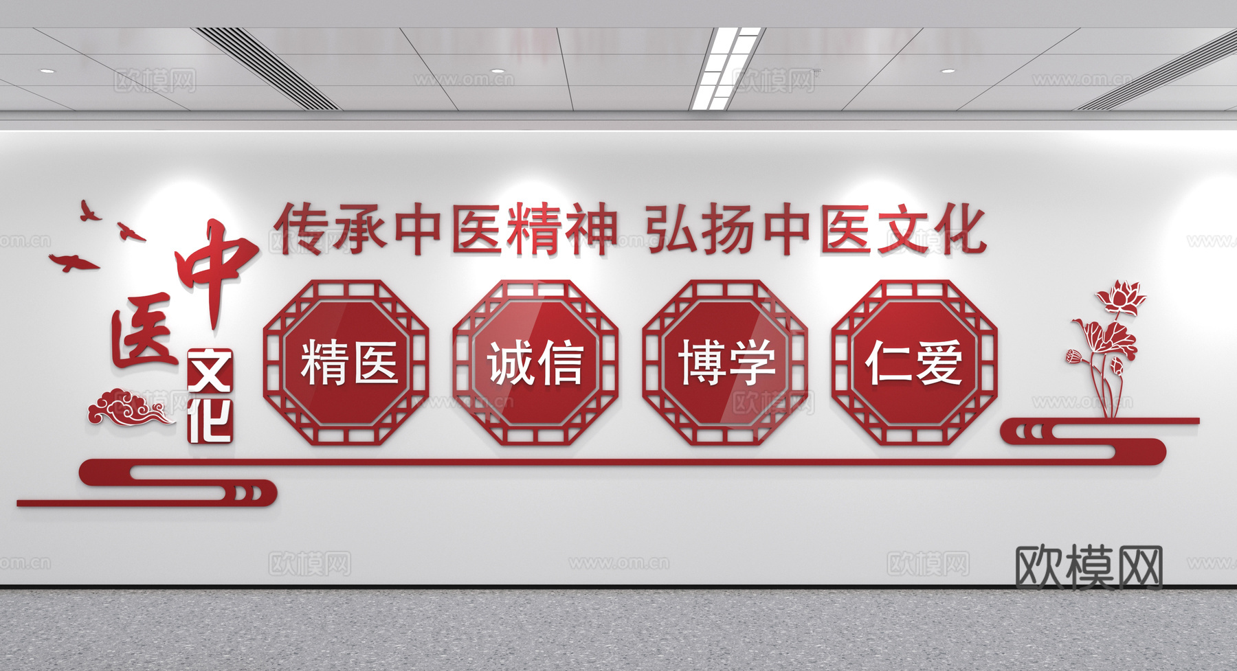 中医文化墙su模型