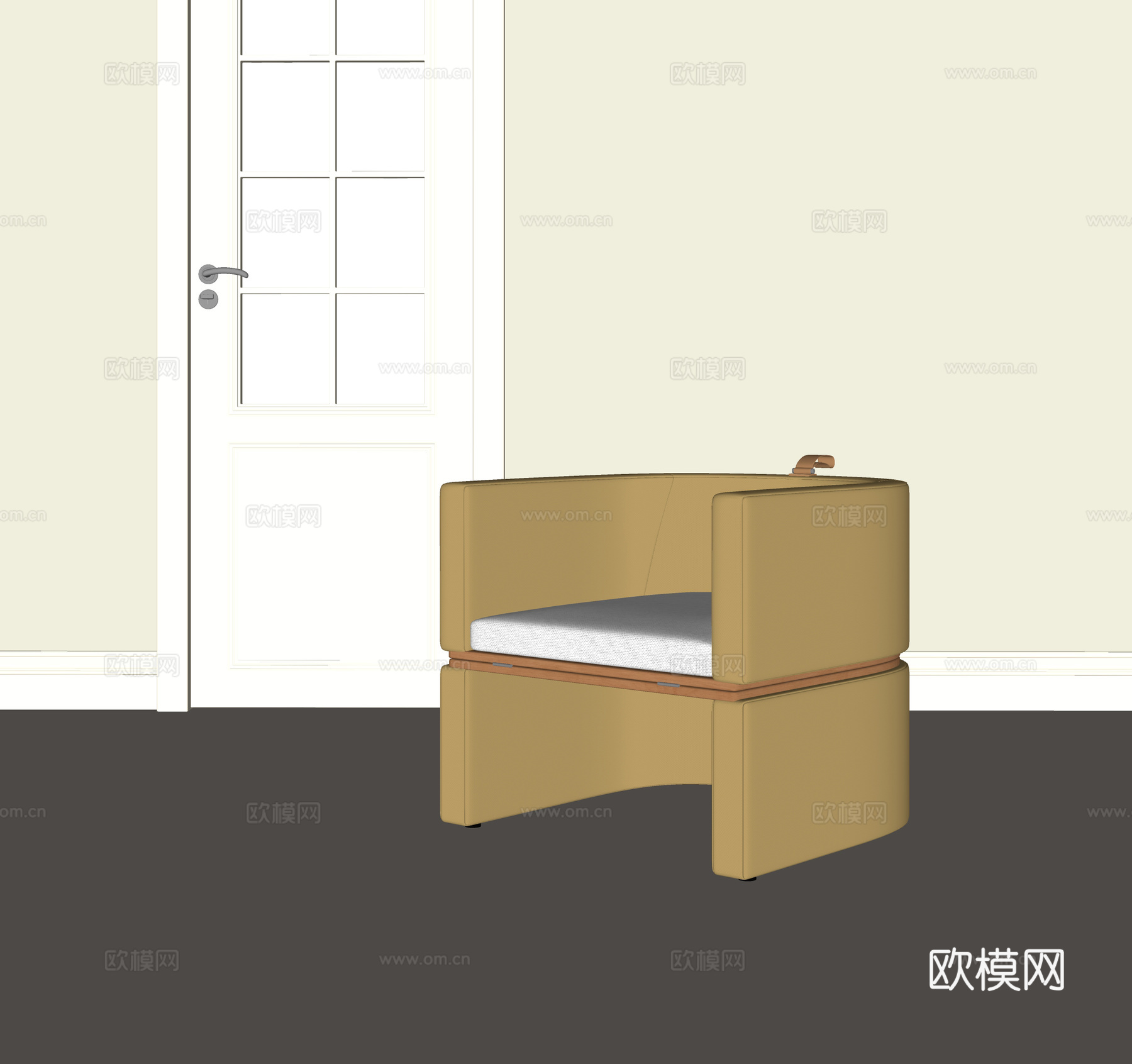 现代奶油休闲椅su模型