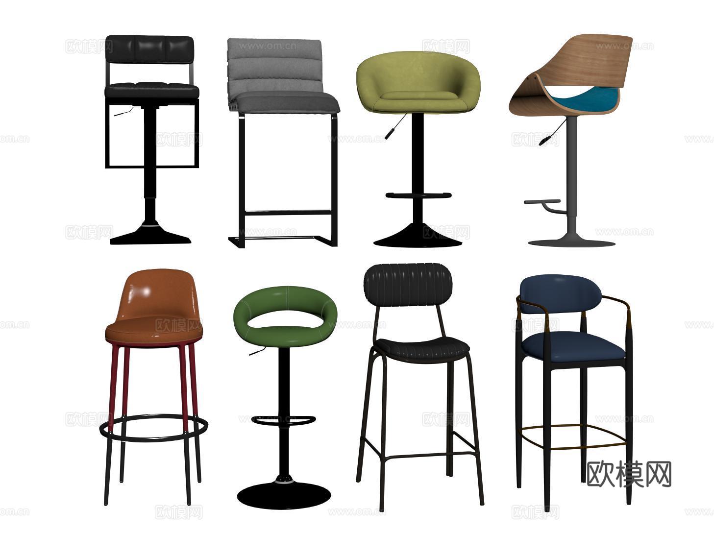 现代吧椅 吧凳 高脚凳 酒吧椅 吧台椅su模型