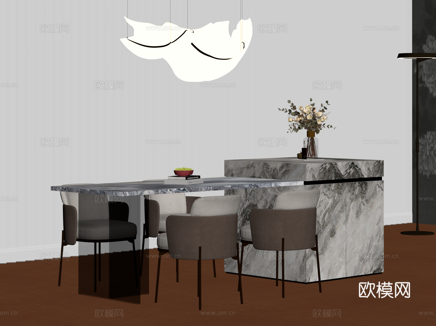 现代意式岛台su模型