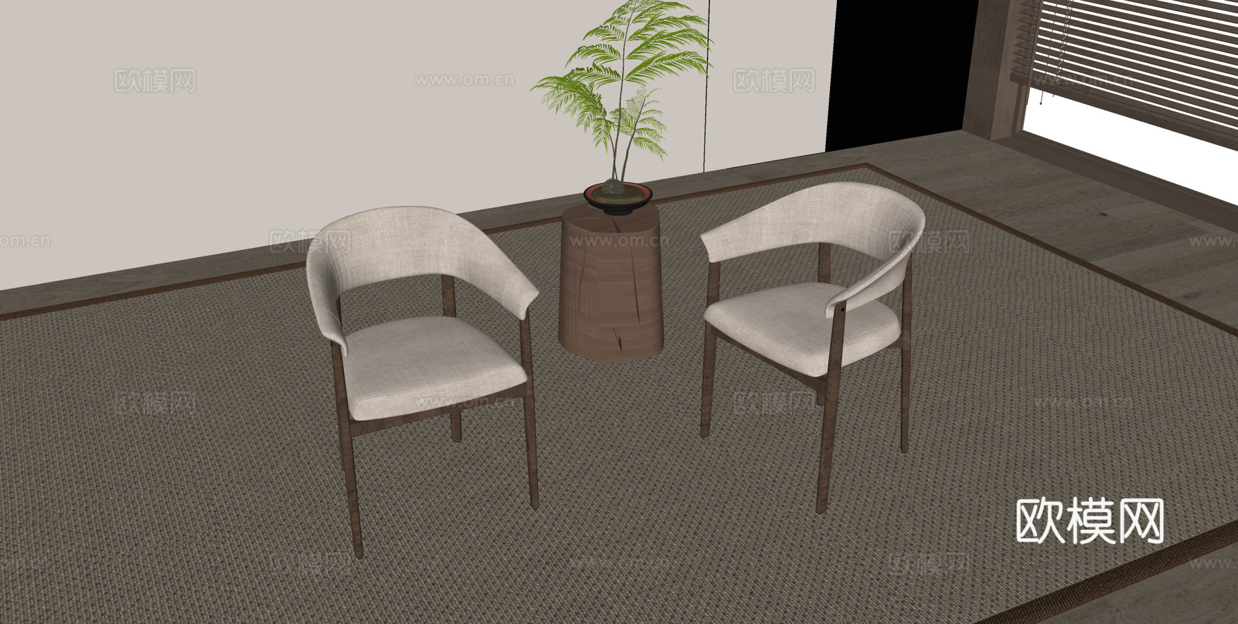 新中式餐椅 木制餐椅 单人椅 木制边几su模型